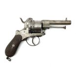 Mid-19th century 12mm (approx. .45cal.) six-shot pin fire revolver with single and double action