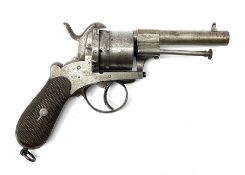 Mid-19th century 12mm (approx. .45cal.) six-shot pin fire revolver with single and double action