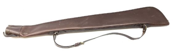 Albion Sporting mid-brown leather shotgun carrying case L130cm