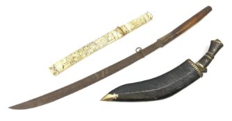 Japanese tanto dagger with 21cm steel single edged blade