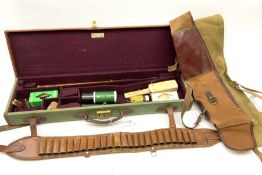 Brady leather mounted canvas shotgun case