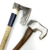 Norwegian sports axe with indistinct makers name and logo and ash handle L34cm; and unmarked hunting