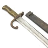 French Model 1866 sabre bayonet with 57cm fullered steel curving blade