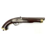 Early 19th century percussion cap cavalry pistol with round 23cm unsighted barrel