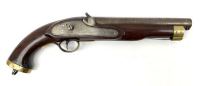 Early 19th century percussion cap cavalry pistol with round 23cm unsighted barrel
