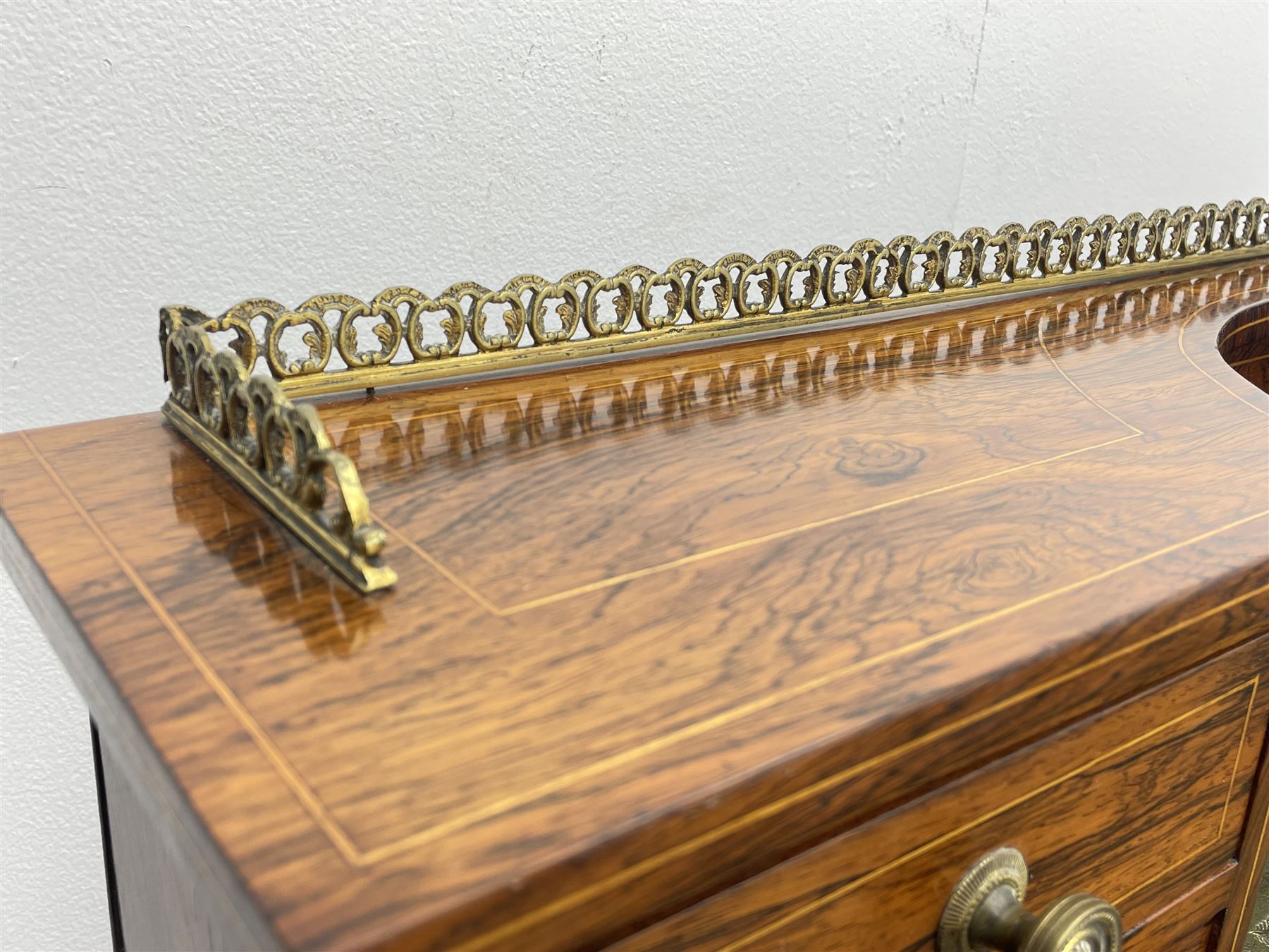 Late Victorian inlaid rosewood writing desk - Image 7 of 8