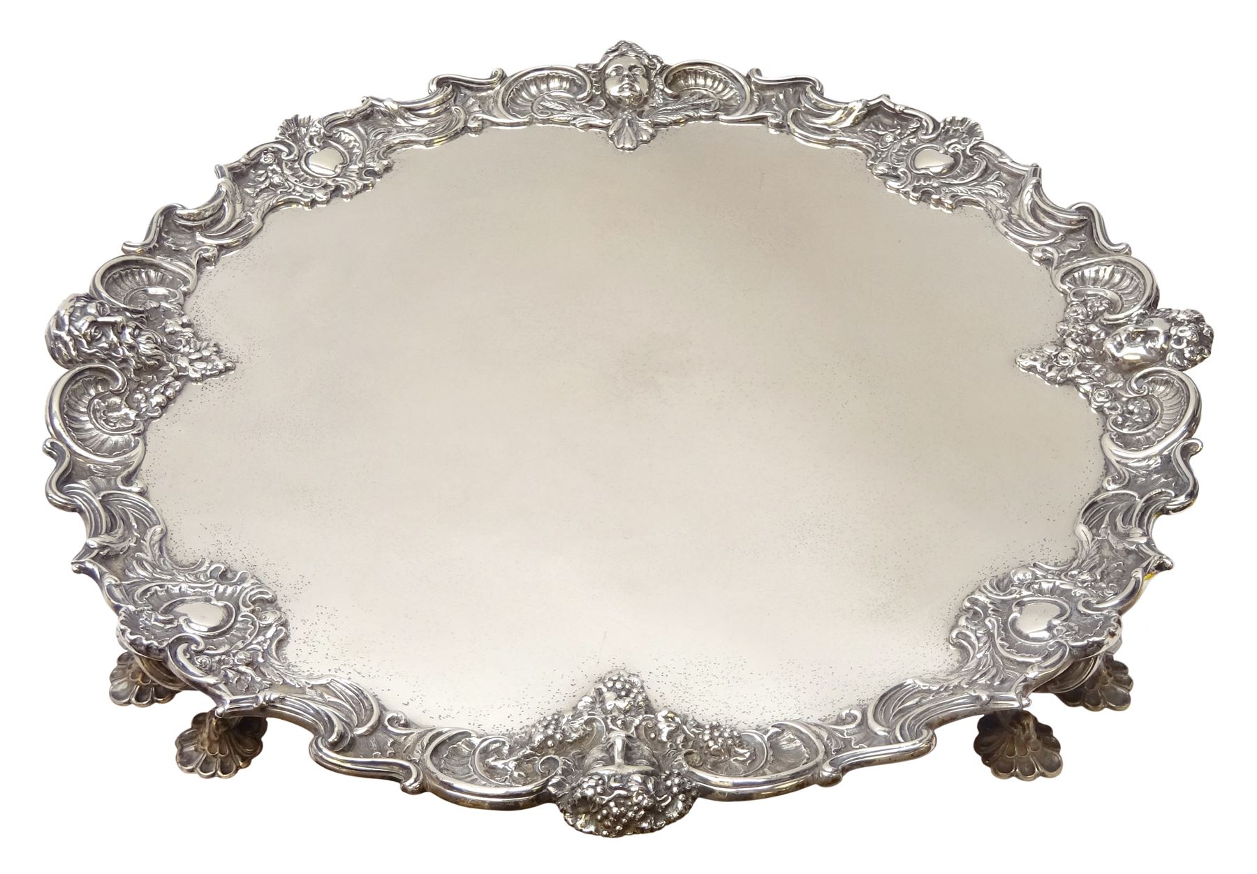 Large and impressive early 20th century Georgian style silver salver