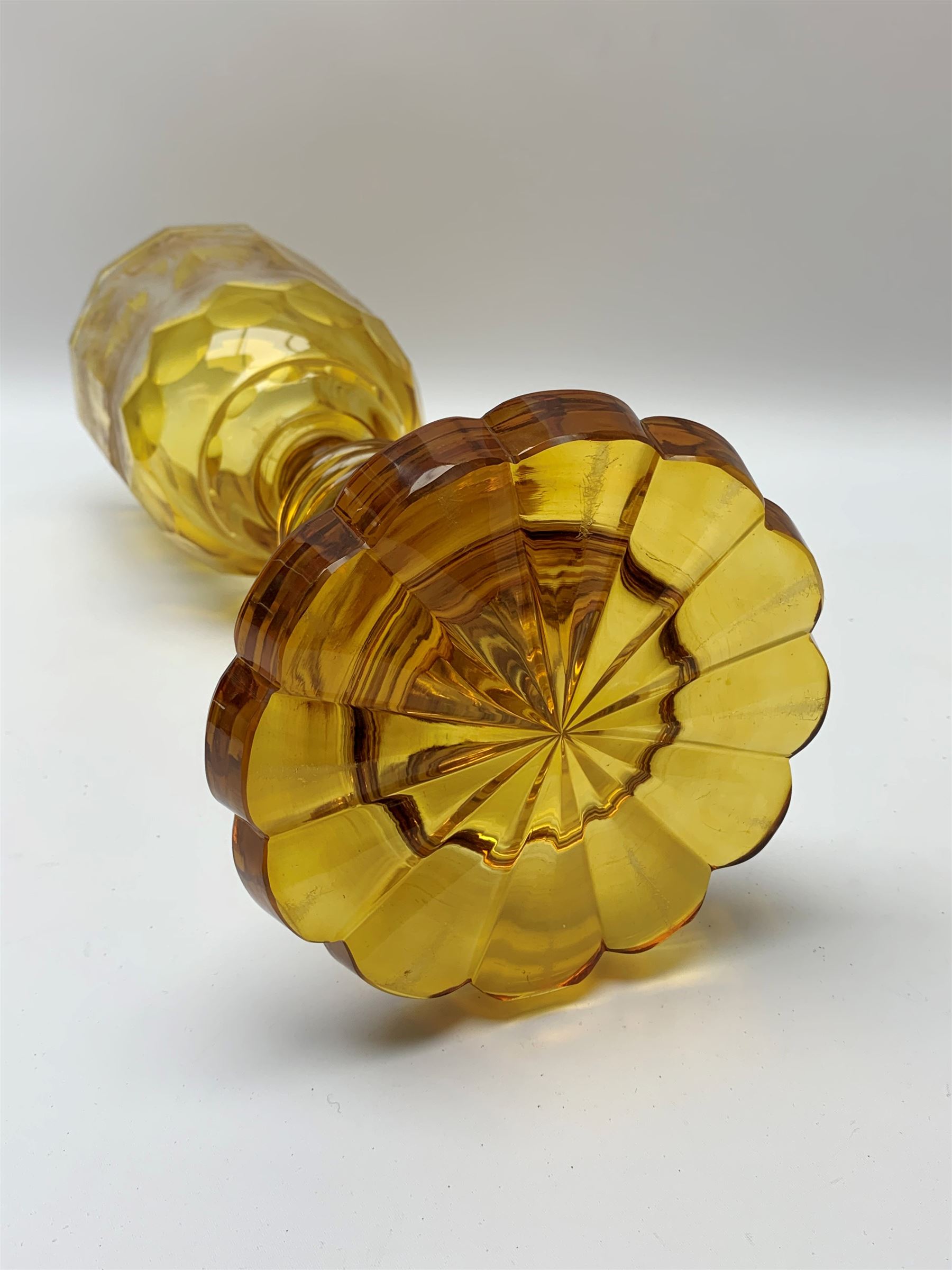 Large Bohemian amber flashed glass goblet and cover - Image 7 of 7