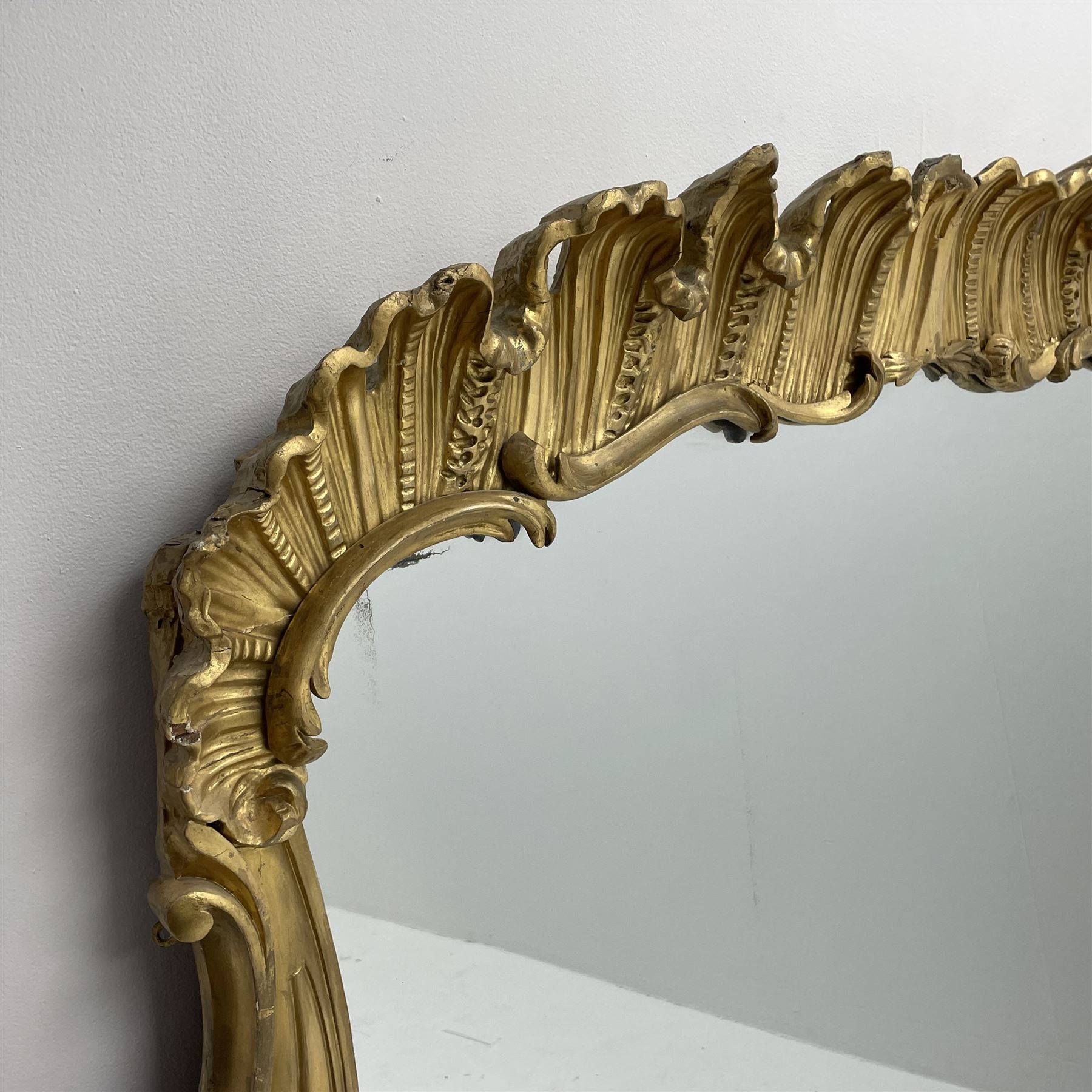 Large Victorian gilt wood and gesso overmantel mirror - Image 2 of 3