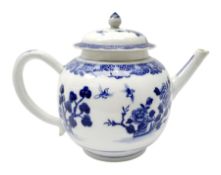 Chinese blue and white Kangxi porcelain teapot and cover