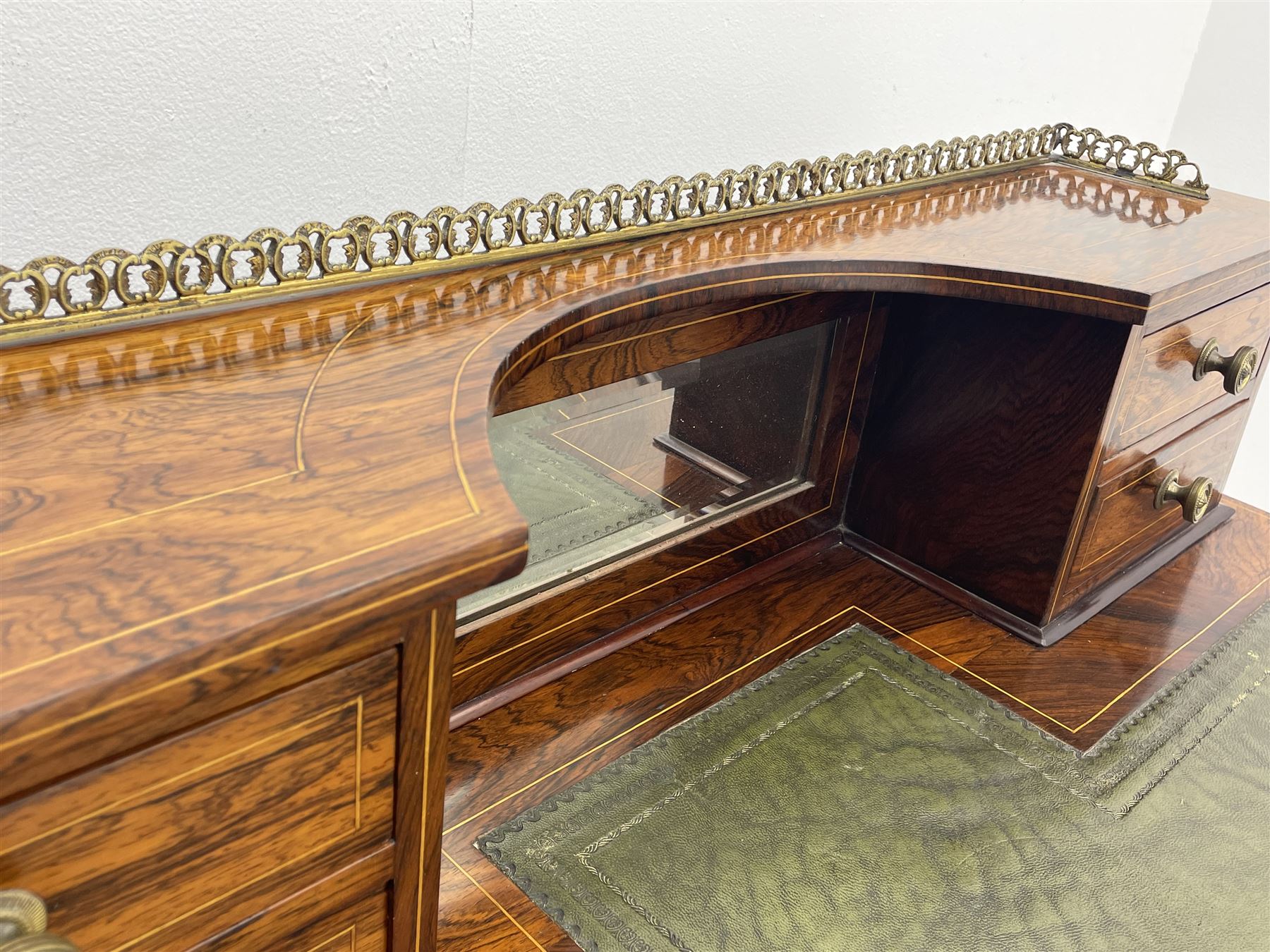 Late Victorian inlaid rosewood writing desk - Image 8 of 8