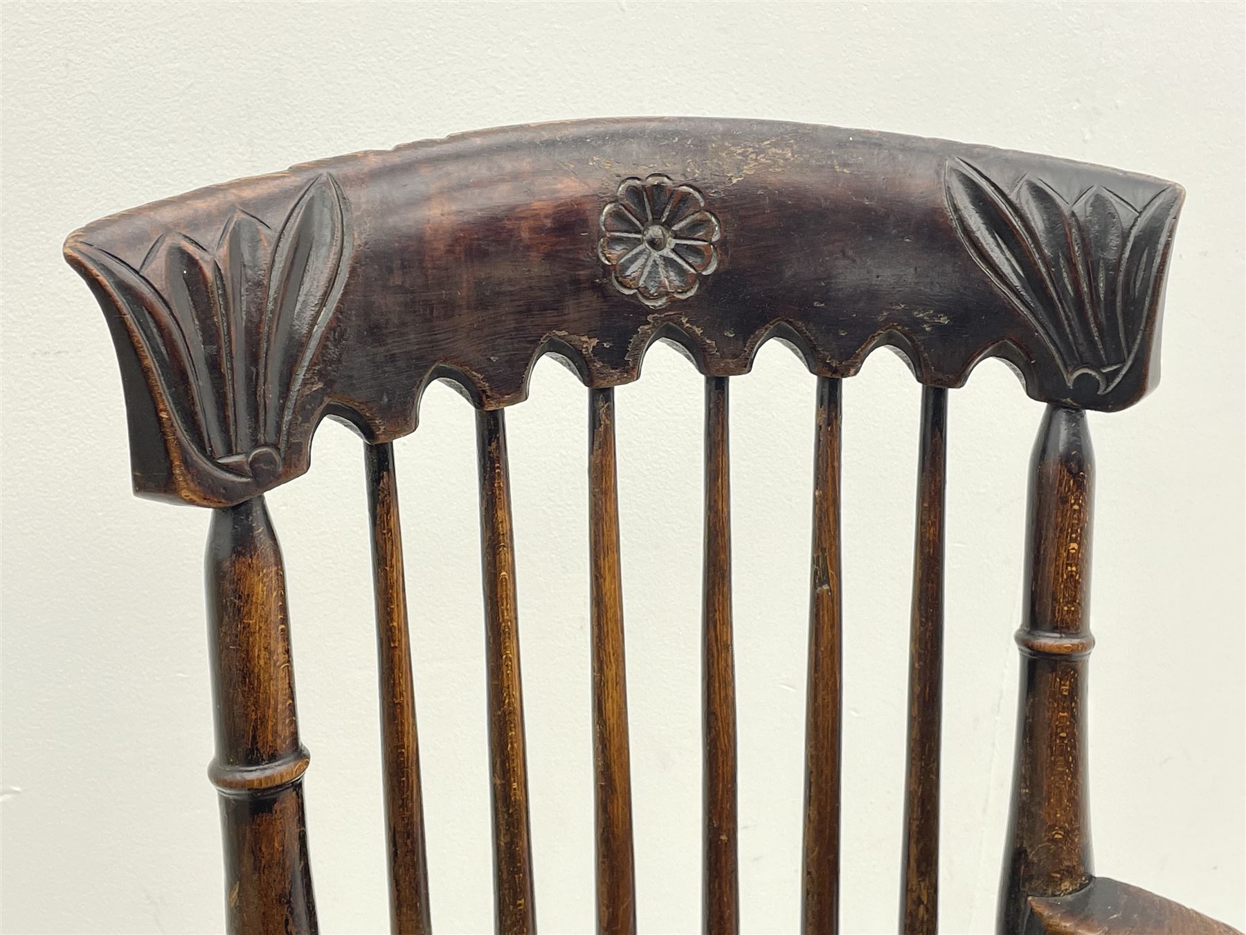 19th century elm and beech stick back armchair - Image 2 of 5