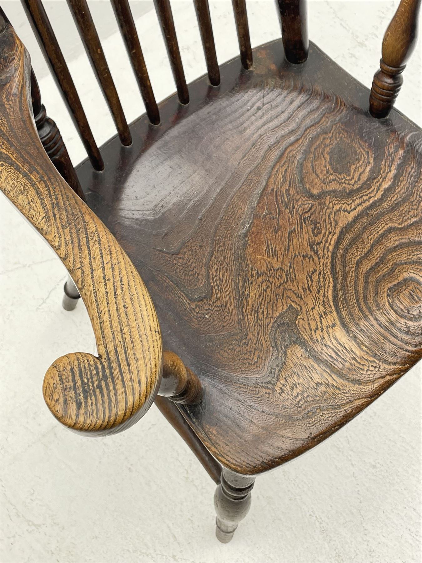 19th century elm and beech stick back armchair - Image 3 of 5