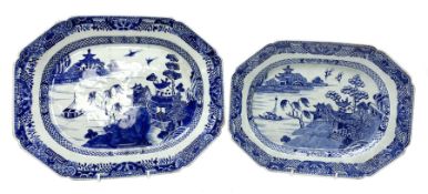 Two late 18th/early 19th century Chinese export blue and white platters