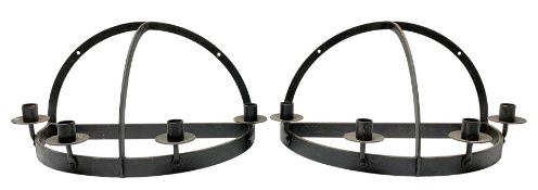 Pair of wrought iron wall mounted candle sconces