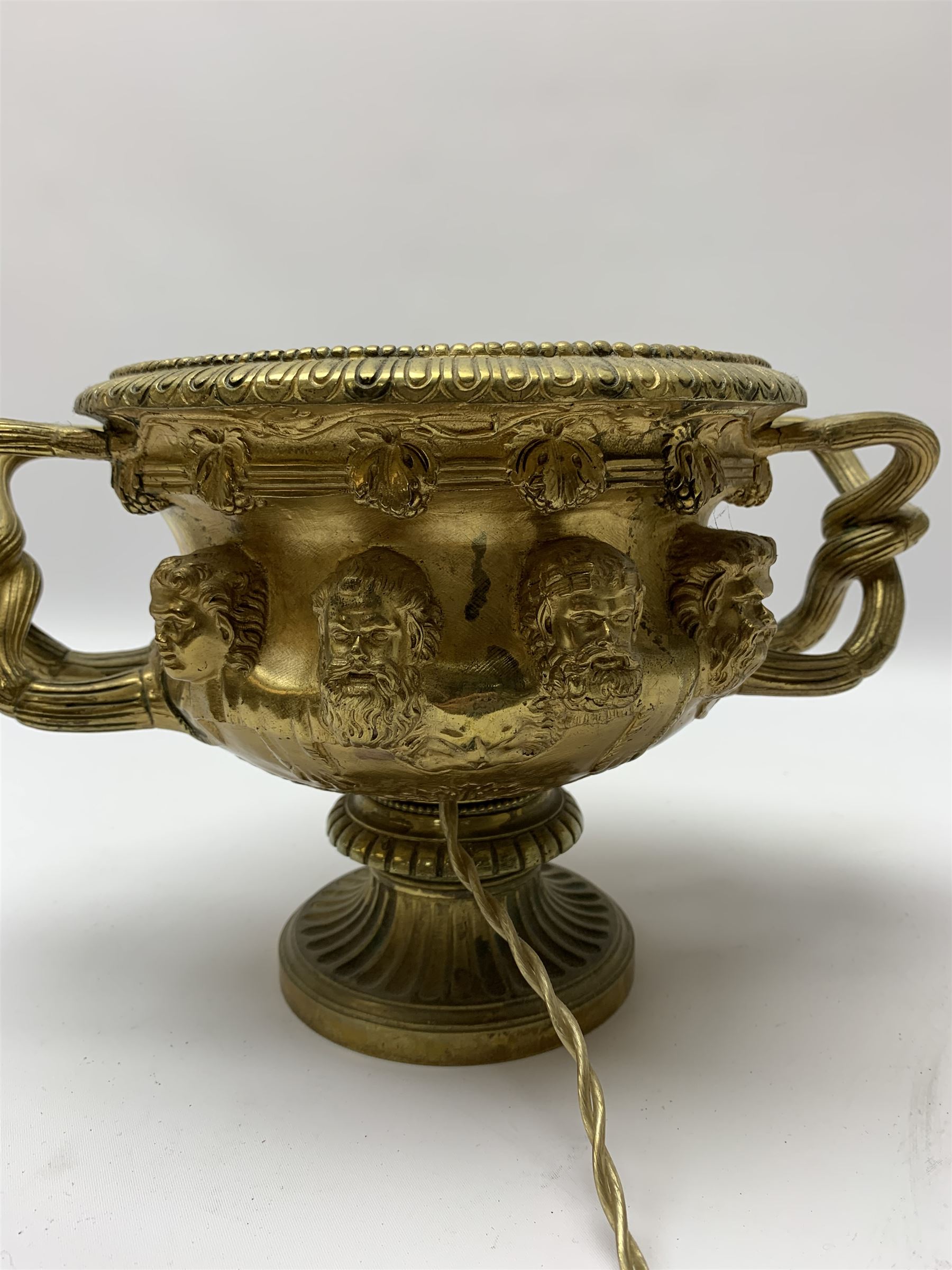 19th century Grand Tour gilt bronze campagna urn or Warwick vase - Image 7 of 9