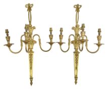 Pair of 20th century gilt metal Louis XVI style wall sconces