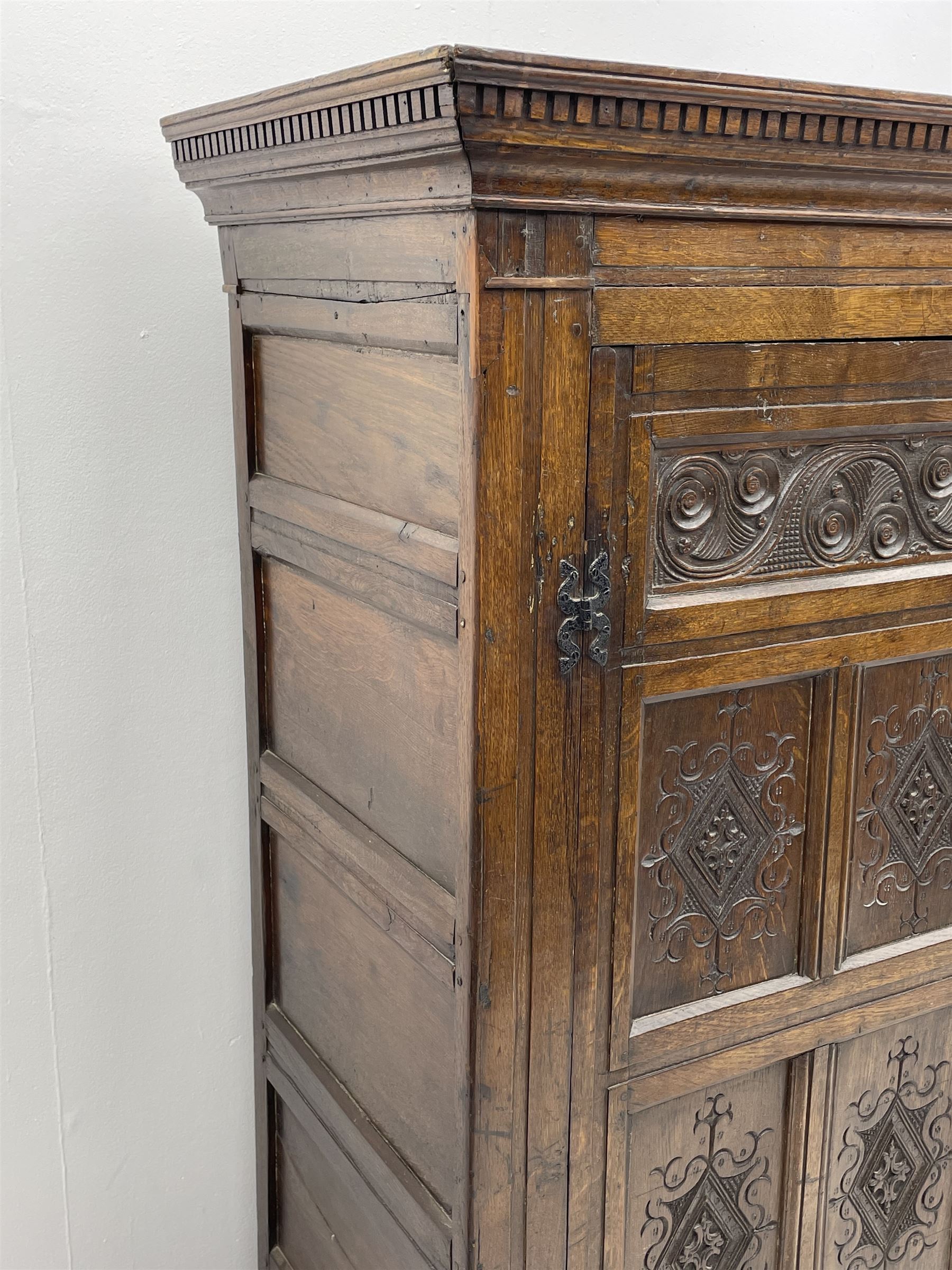 Large 18th century and later oak livery cupboard - Image 3 of 9