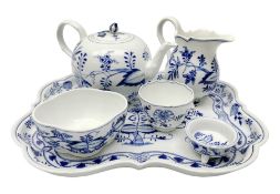 Late 19th/early 20th century Meissen blue and white Onion pattern part cabaret set