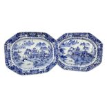Pair of late 18th/early 19th century Chinese export blue and white platters