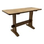 'Acornman' oak table with rectangular adzed top