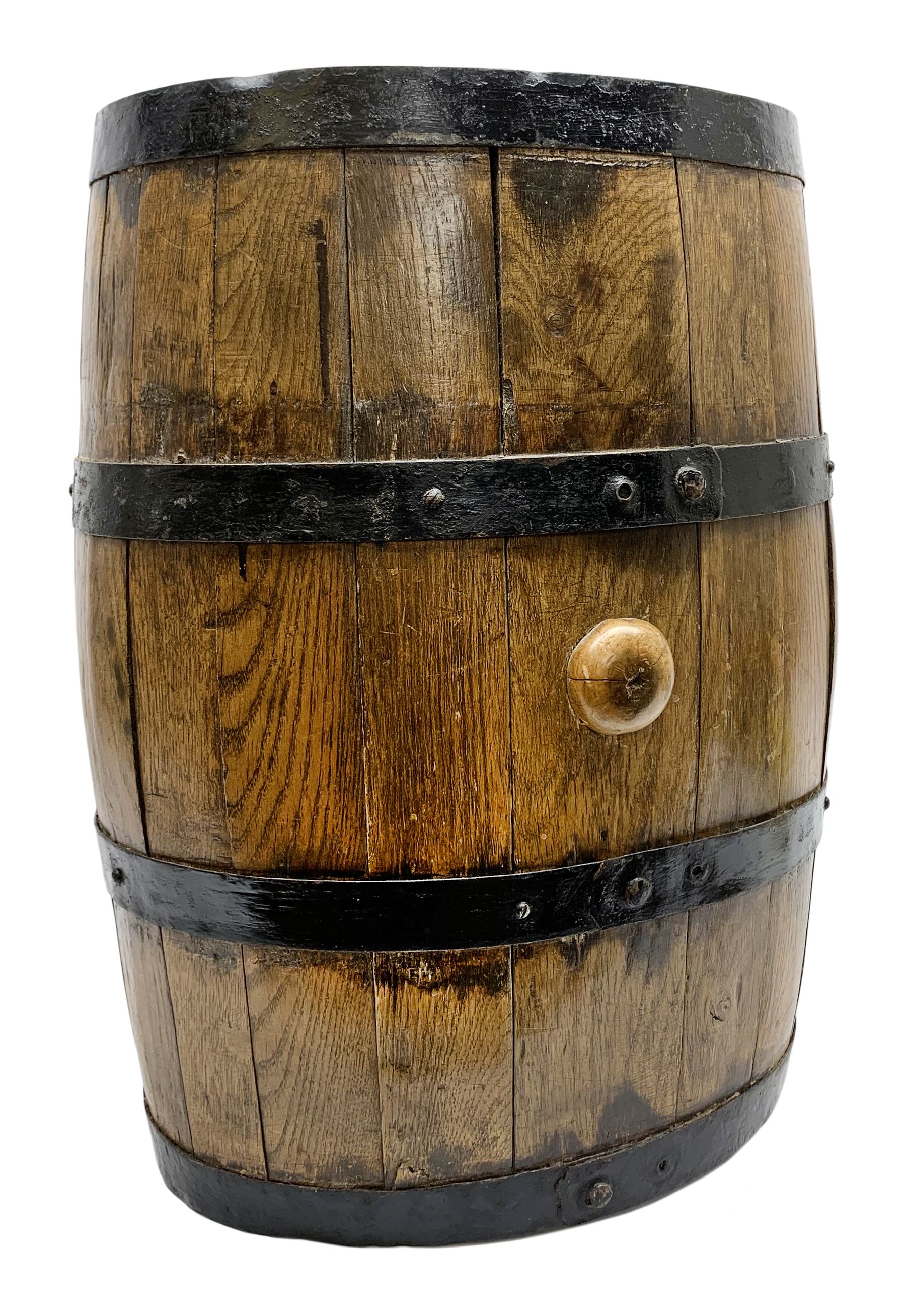 19th century oak and metal bound coopered barrel