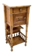 20th century French simulated bamboo and pitch pine bedside pot cupboard