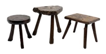 Collection of three mid 20th century stools by Jack Grimble of Cromer - rectangular tooled oak seat