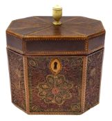 George III mahogany and quillwork tea caddy