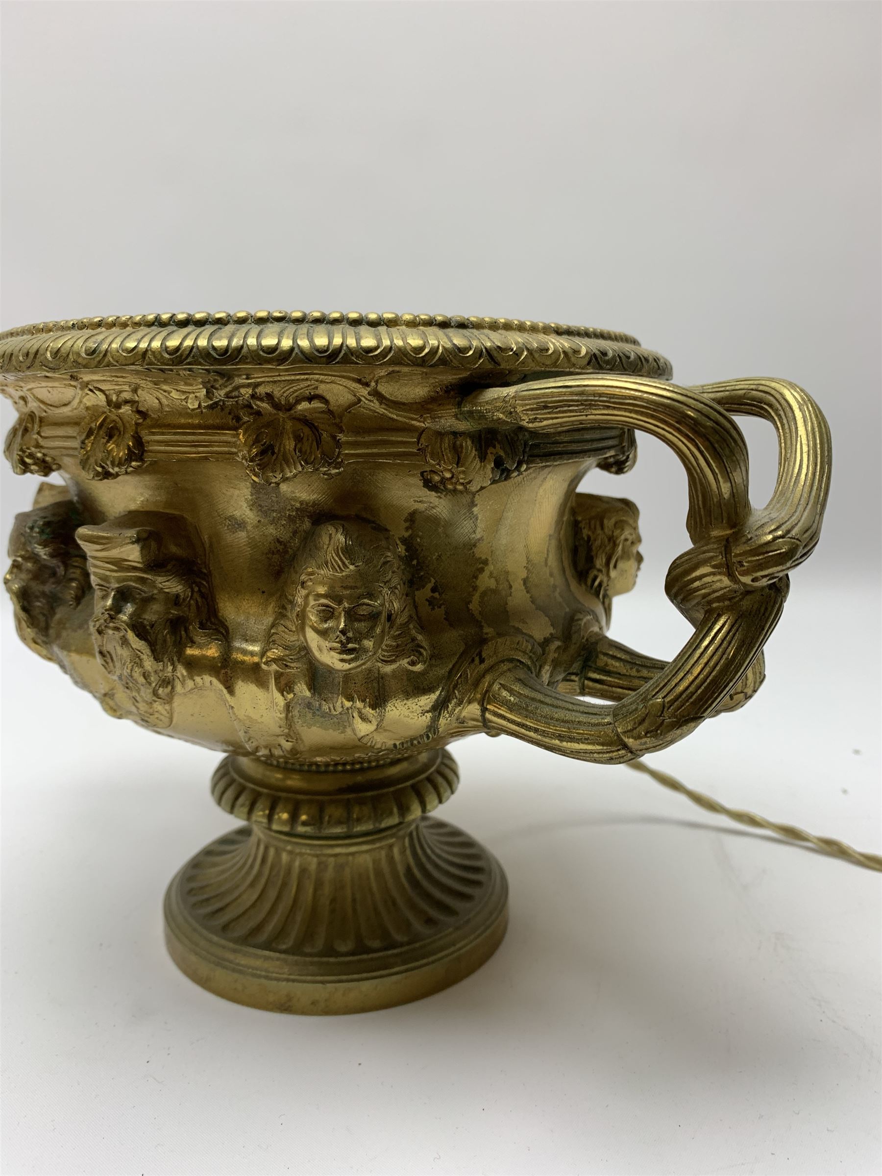 19th century Grand Tour gilt bronze campagna urn or Warwick vase - Image 4 of 9