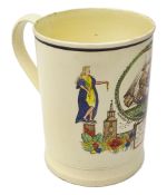 Early 19th century Sunderland Dawson & Co creamware pottery mug