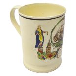 Early 19th century Sunderland Dawson & Co creamware pottery mug