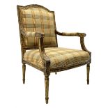 French style giltwood open armchair