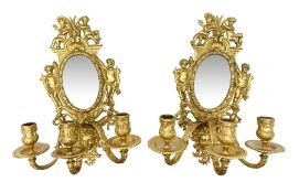 Pair of 19th century ormolu three branch wall sconces