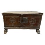 17th/18th century boarded oak plank box
