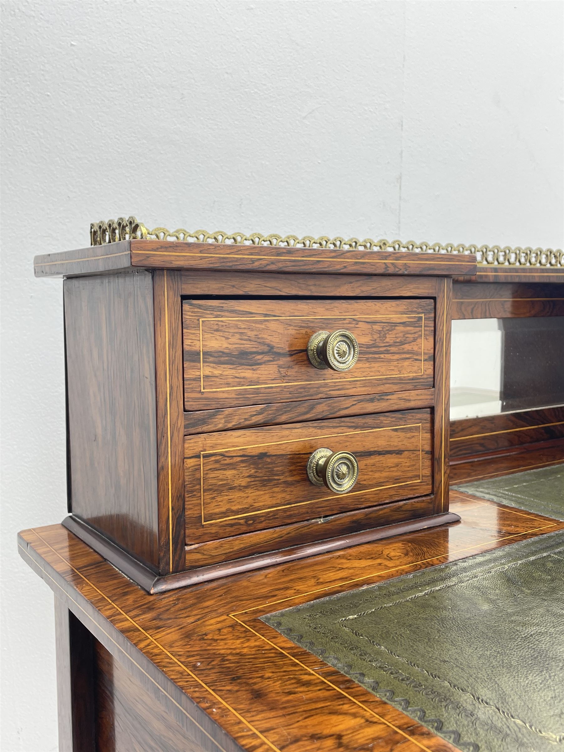 Late Victorian inlaid rosewood writing desk - Image 5 of 8