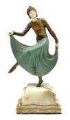 Joe Descomps (French 1869-1950): an Art Deco bronze and ivory figure