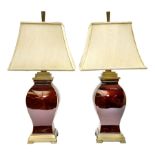 Pair of sang de boeuf style table lamps