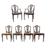 Set six early 20th century Sheraton revival dining chairs