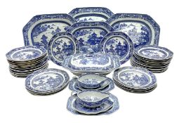 Late 18th/early 19th century Chinese export blue and white forty seven piece part dinner service