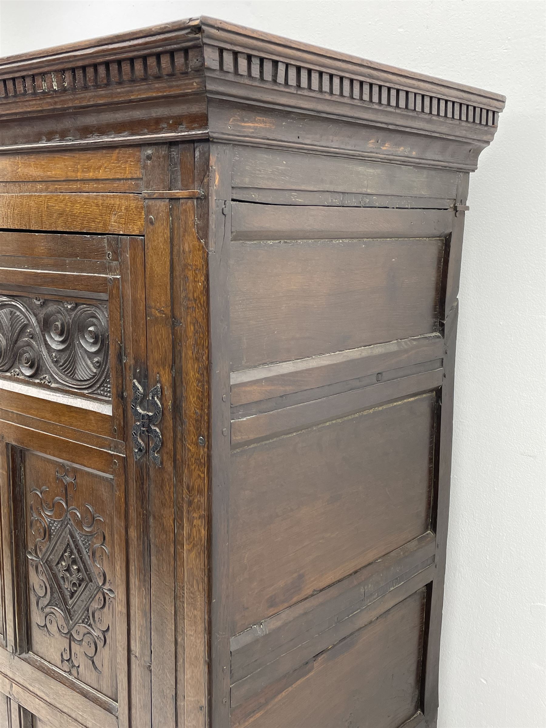 Large 18th century and later oak livery cupboard - Image 9 of 9