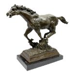Large bronze study modelled as a horse in full gallop