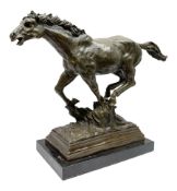 Large bronze study modelled as a horse in full gallop