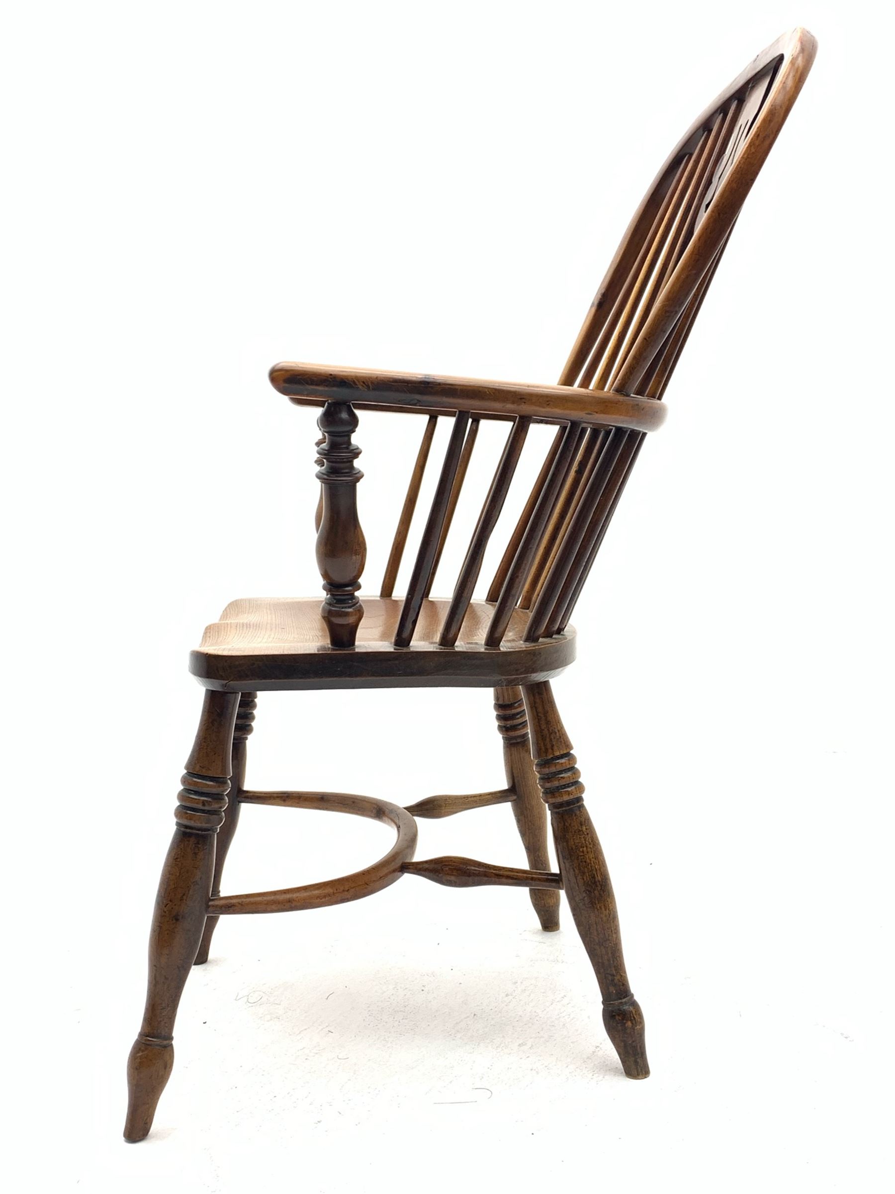Early 19th century elm and yew wood double hoop Windsor armchair - Image 6 of 7