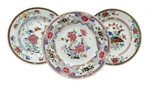 Three 18th century Chinese plates