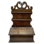 George III oak spoon rack and candle box