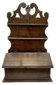 George III oak spoon rack and candle box