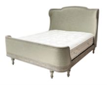 Graham & Green Evelyn - French style Kingsize 5' bedstead upholstered in natural light grey linen