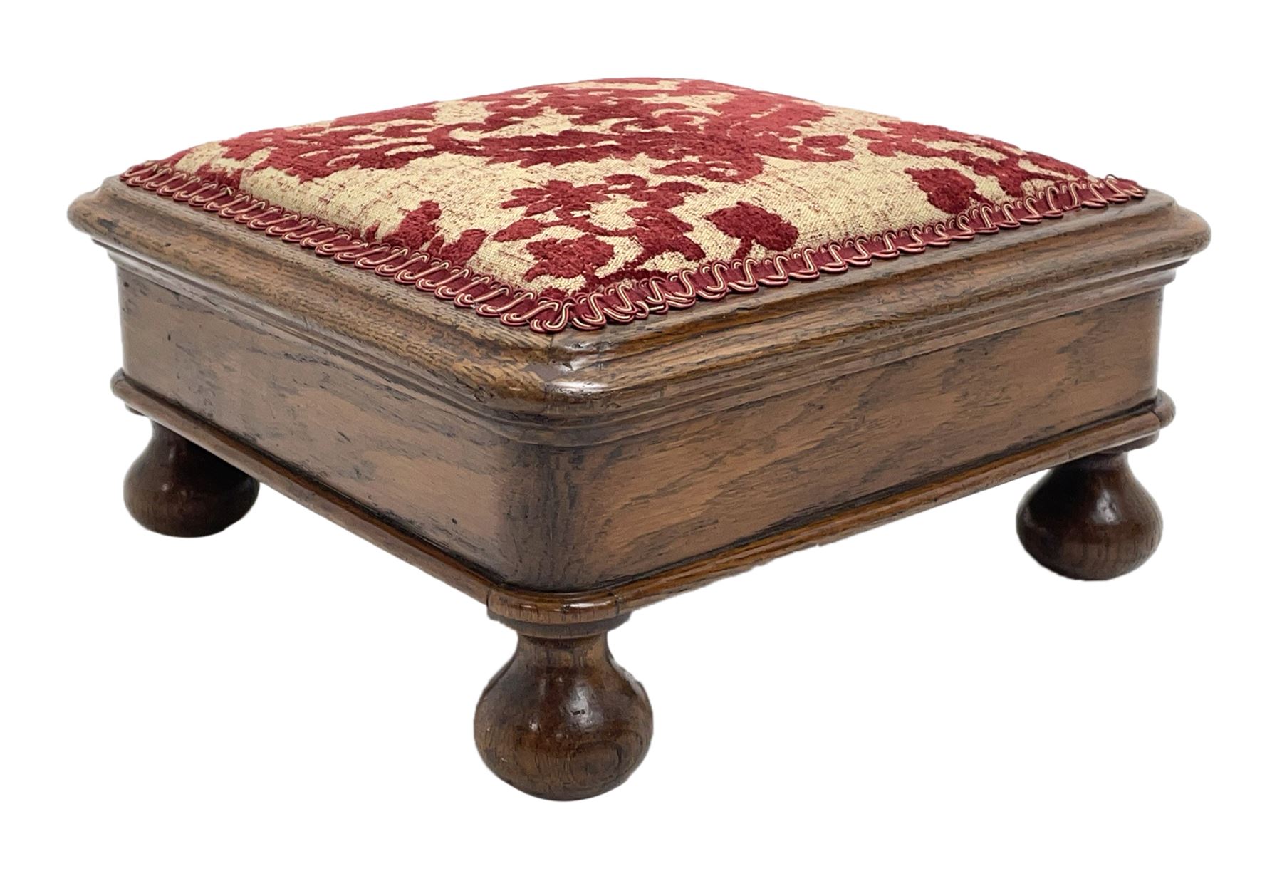 Late Victorian square oak footstool