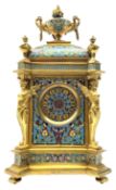 19th century French ormolu and champlevé enamel mantel clock,